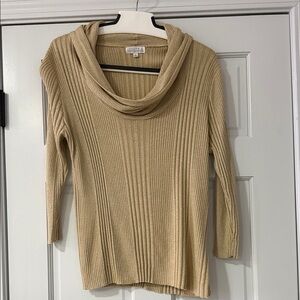 Joseph A. Vtg Gold Shimmer Sparkle DRESSY Sweater Top Blouse Stretch Metallic XL